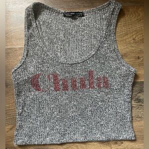 Rock & Rose Couture Sleeveless Los Angeles “Chula”Crop Tank Gray Size Small